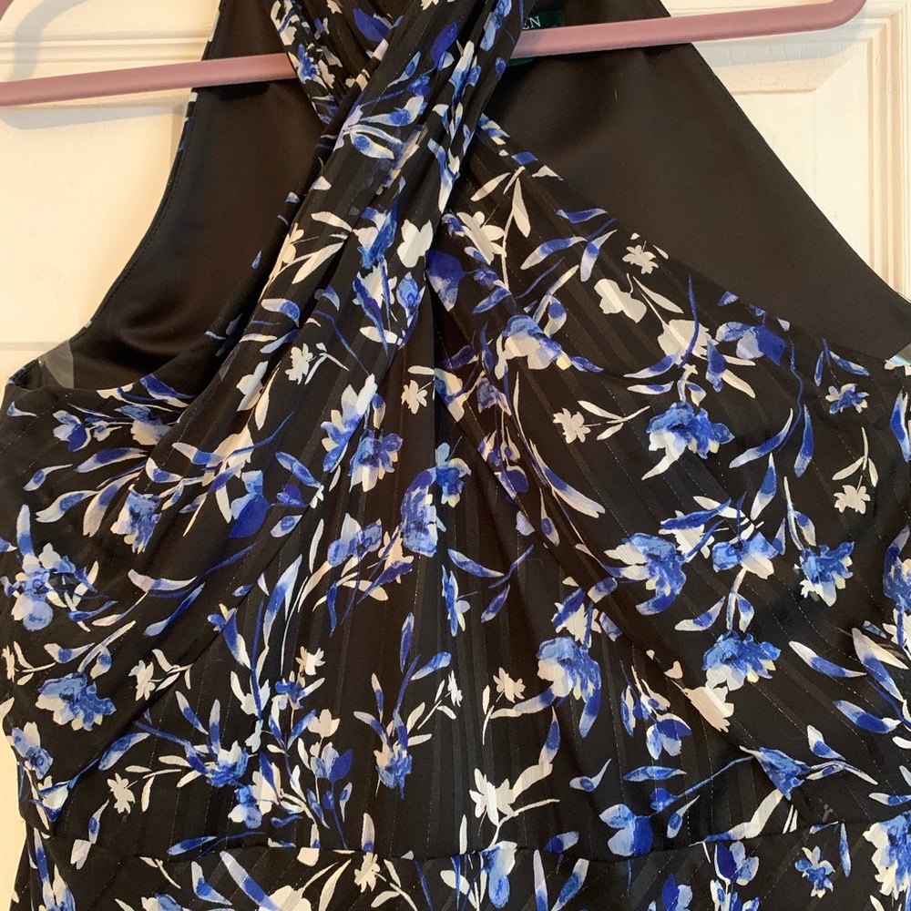 Ralph Lauren full length, floral dress with halter neck.